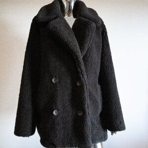 Fuzzy Coat with Black Buttons
